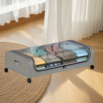 Rolling Under-Bed Storage Drawer with Wheels | Metal Frame, Bedroom Organizer for Clothes, Blankets, Shoes & Bedding – Gray & Black, 1pc or 2pc