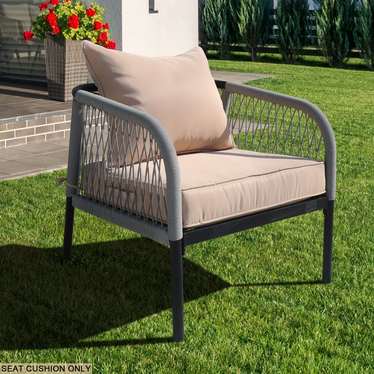 Outdoor Deep Seat Cushion Set 24 X 24 Inch Patio Furniture Cushions with Removable Cover, Adjustable Straps for Chair Sofa Couch