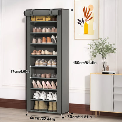6/8/10/3 Tier Shoe Organizer with Nonwoven Fabric Cover Shoe Cabinet, Easy to Assemble, Portable Shoe Cabinet, Shoe Storage Shelf for 27-35 Pairs Of Shoes, Suitable for Various Scenes Such As Entryway, Suitable for Sneakers, High Heels, And Boots