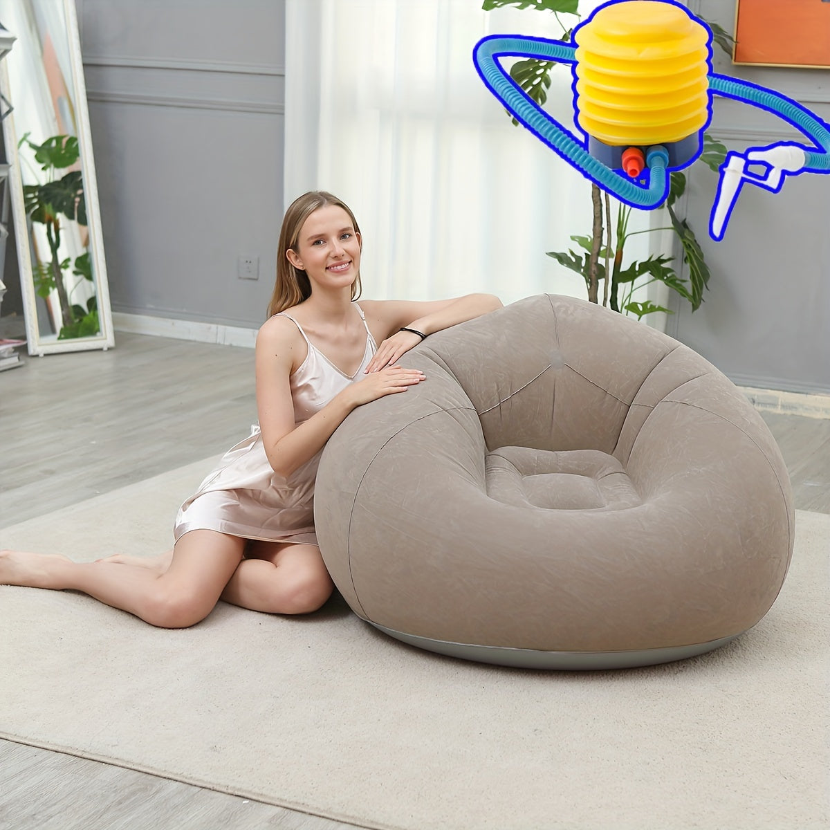 Inflatable Sofa Beanbag Inflatable Recliner Inflatable Couch Folding Portable Inflatable Chair Living Room Bedroom Balcony Reading Room