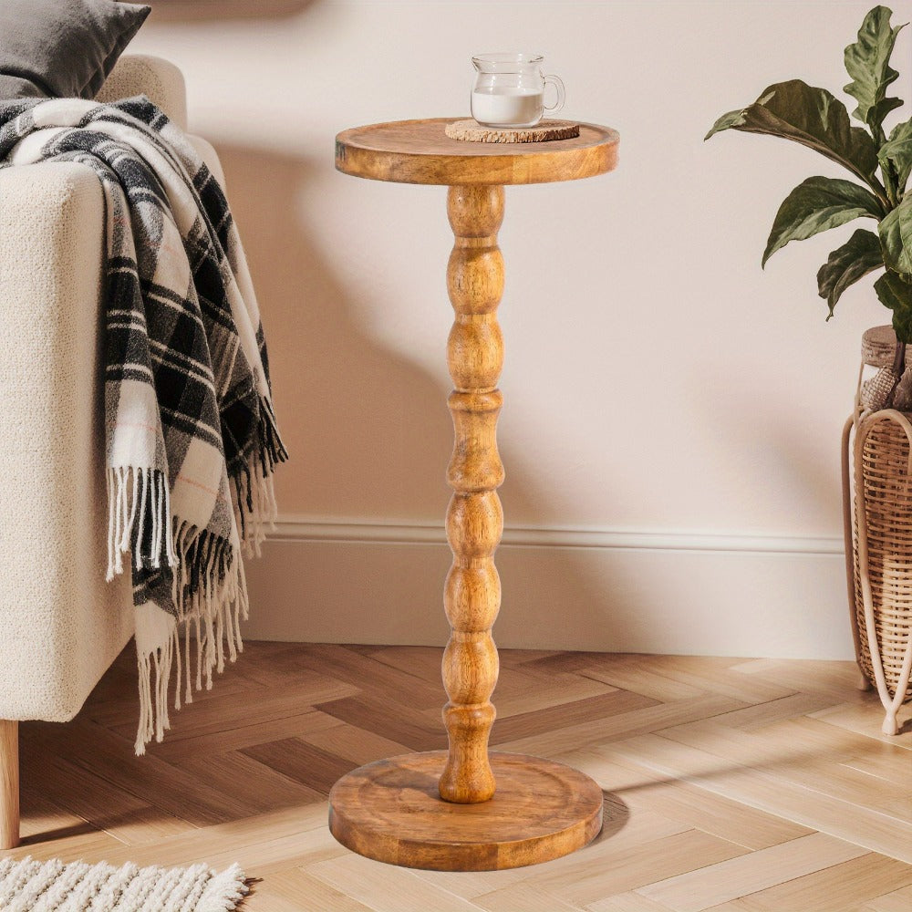Small Side Table with Solid Wood Legs Modern Accent Table for Living Room Bedroom & Office - Plant Stand Coffee Table End Table for Small Spaces | Walnut Black Round Table Options