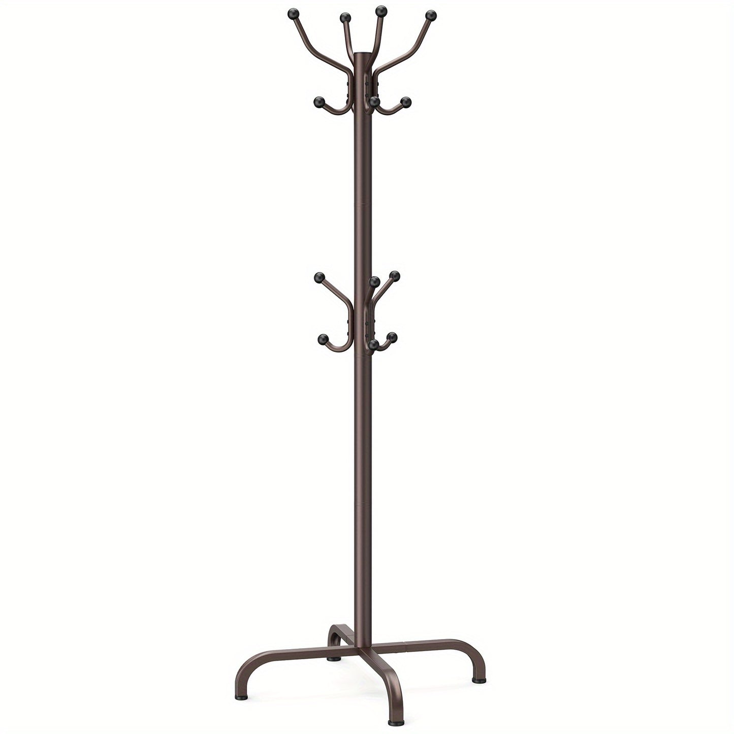 Adjustable Metal Coat and Hat Rack with 14 Hooks - 4 Height Settings, a Durable Storage Solution for Hats and Clothes, Ideal for Home Entryways and Outdoor Leisure Gear