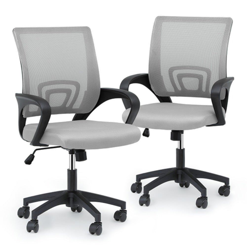 Ergonomic Office Chair Mid-Back Mesh Swivel Desk Chair with Lumbar Support Adjustable Height Sponge Seat Rolling Wheels, 300 lbs Capacity, 6 Colors, 1 or 2 Pack