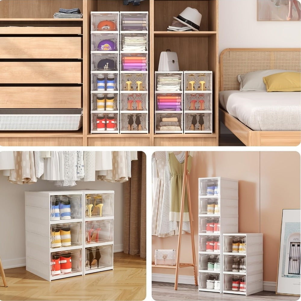 Foldable Shoe Storage Organizer 3, 5 or 6-Tier | Large Capacity Space-Saving Shoe Cabinet for Entryway, Corridor, Bedroom & Living Room | Stackable Multi-Functional Shoe Rack