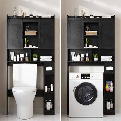 Over-The-Toilet Storage Cabinet with Toilet Paper Holder Stand - Space-Saving -Standing Bathroom Shelf, /Plywood Suitable for Bathroom, Restroom, Laundry Room, Modern with Assembly (No Wall-Mount)