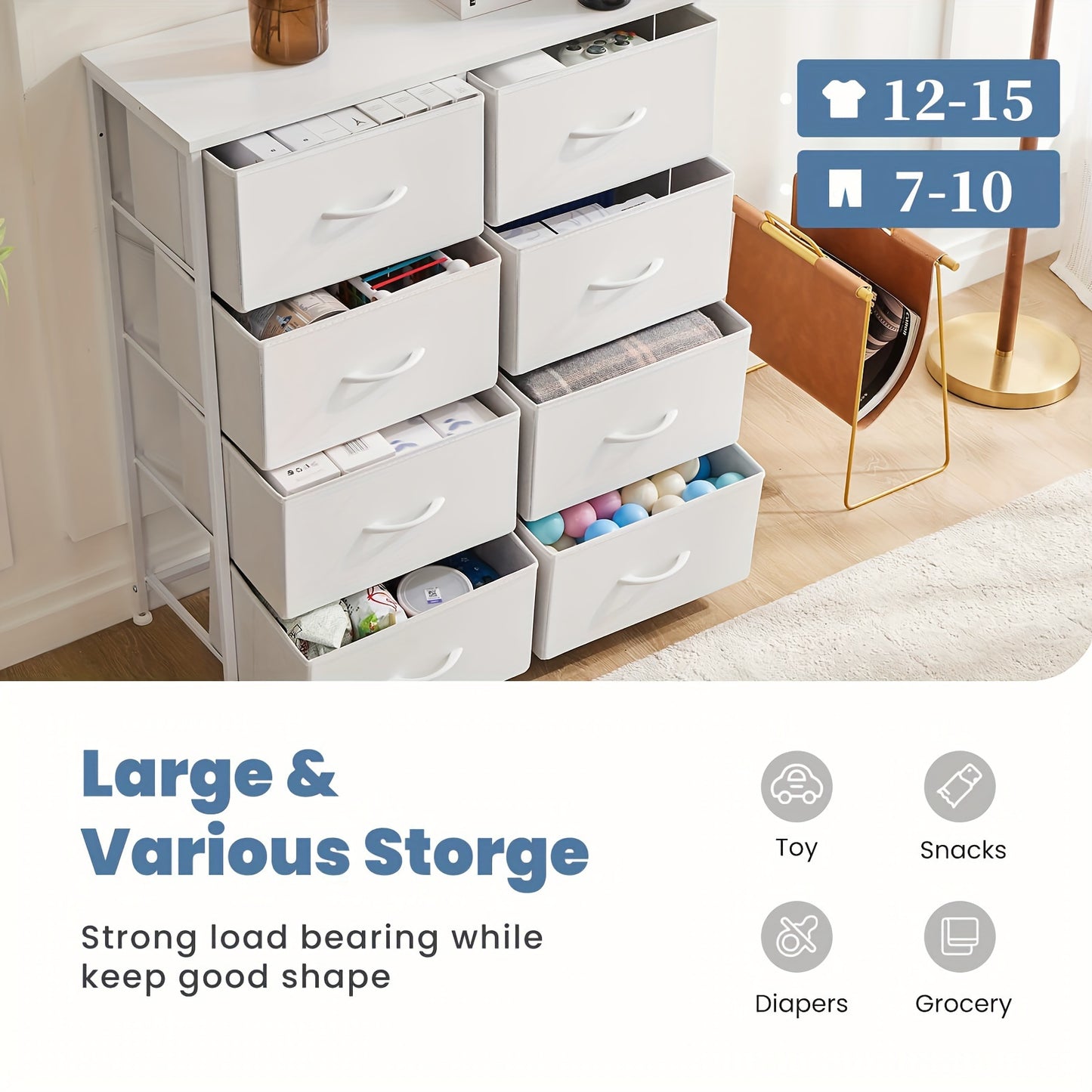 Storage Cabinet, Hallway Storage Cabinet, Storage Cabinet With 8 Fabric Drawers/4 Fabric Drawers/2 Fabric Drawers, Sturdy And Durable Metal Frame, More Suitable For Home Storage, Office And Apartment Storage, Comes With Screwdriver And Wrench