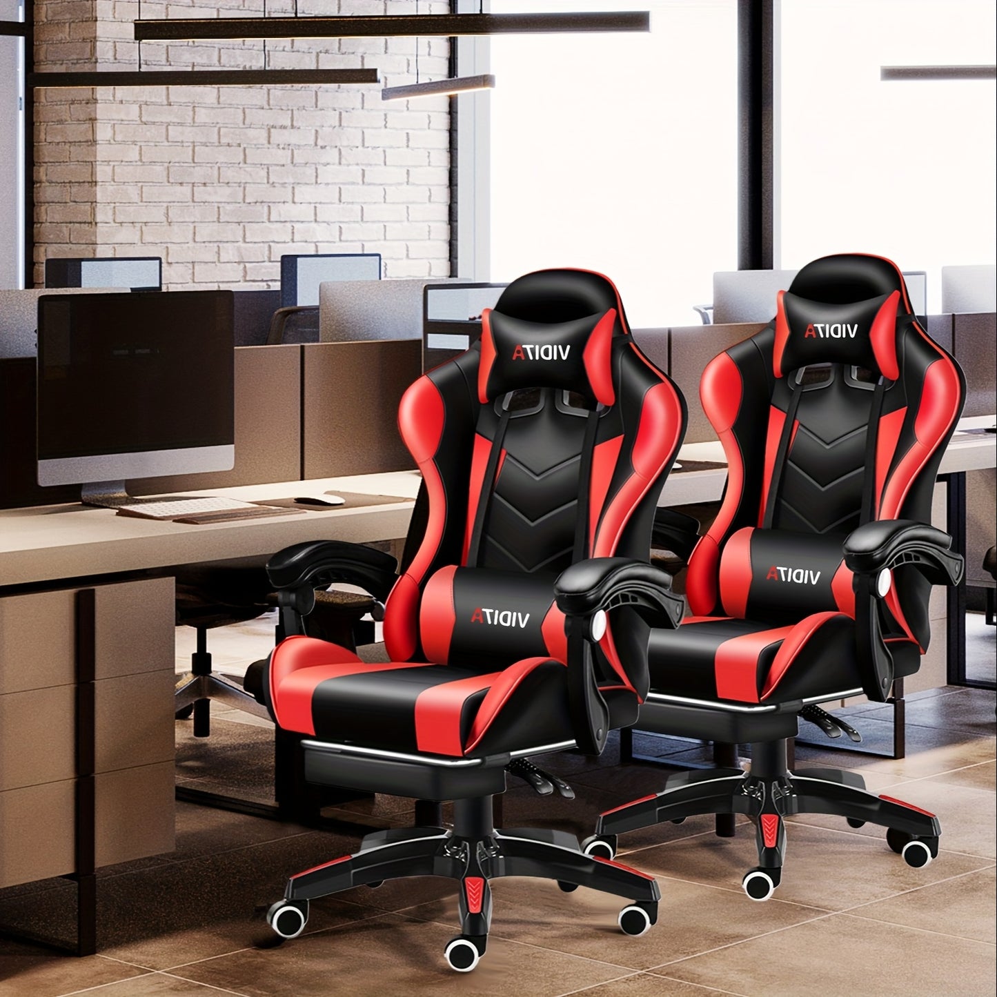 Office Gaming Chair, Computer Office Chair with Pocket Spring Cushion, Linkage Armrests And Footrest, High Back Ergonomic Computer Chair with Lumbar Support Task Chair with Footrest