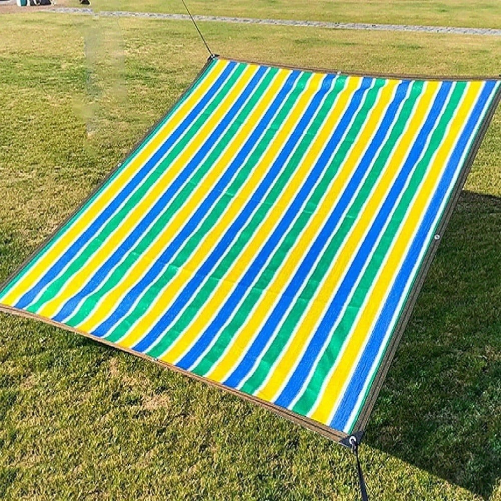 Sun Shade Net Striped Multicolor 90% Sunblock Breathable HDPE Plastic Corner Guards – 2 Sizes Outdoor Shade Cloth for Garden Terrace Balcony Carport Picnic
