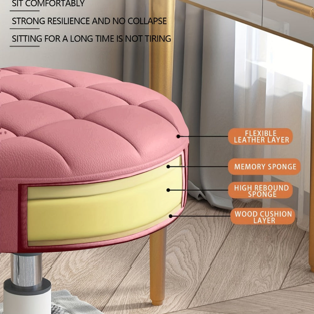 Salon Chair Rotating Stool for Barber Nail Makeup Artist Adjustable Swivel Stool with Backrest 5 Colors Home & Professional Use