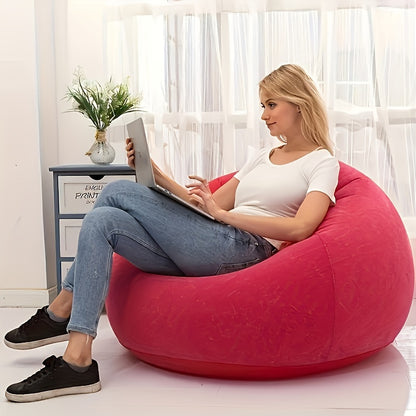 1pc Soybean Bag Chair, Inflatable Sofa Chair, Soft, Comfortable, Outdoor, Lazy Seat, Tatami Chair, Sofa Cover, Lazy Sofa, Circular Single Sofa, Living Room, Office Lunch Break, Outdoor Picnic Camping, Father's Day Gift