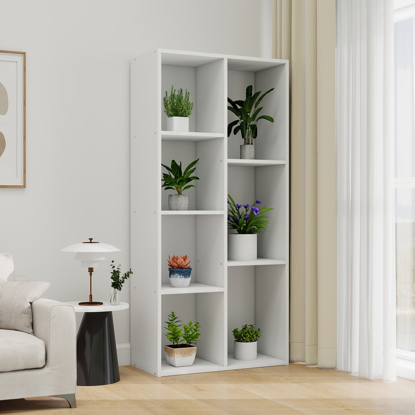 7-Cube Bookcase, Bookshelf, Storage Organizer, Multi-Purpose Shelving Unit for Books, Clothes,, Home Office, Living Room, Bedroom, Modern Design, Easy Assembly