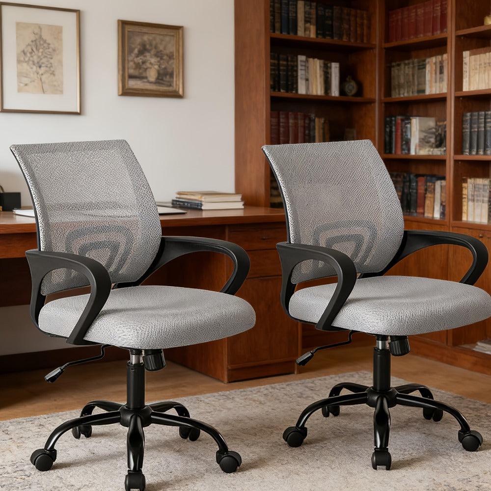 Office Chair with Lumbar Support & Rocking Mode – Height Adjustable Fixed Armrest Swivel Desk Chair for Computer, Gaming, Conference & Meeting Room, 7 Colors, Single or Pair