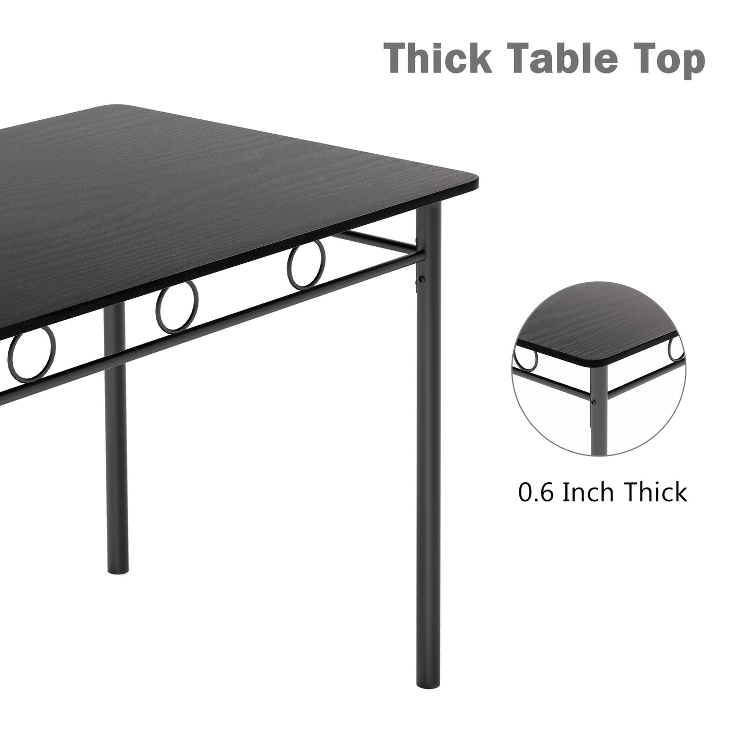 Dining Table Set for Small Spaces, Kitchen Table And Chairs Set Of 4, 5pcs Modern Dinette Furniture with Wood And Metal Frames, Brown/Black/Gray