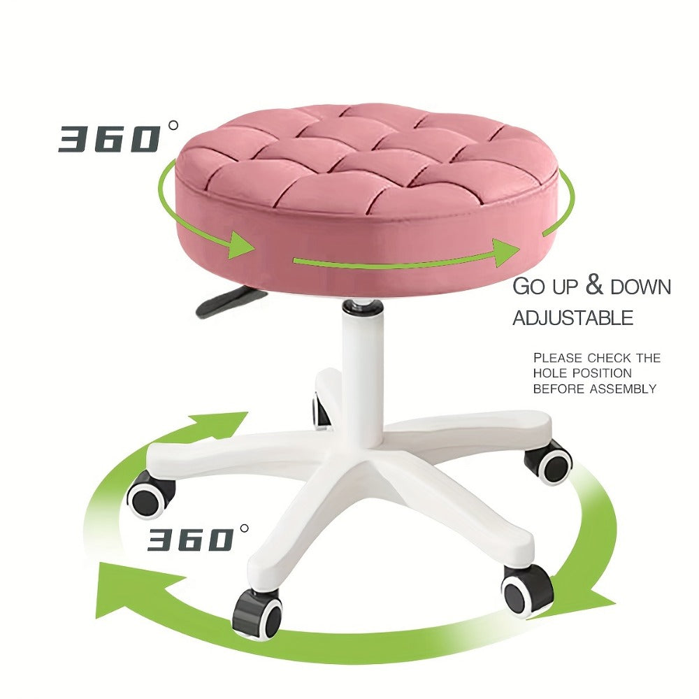 Salon Chair Rotating Stool for Barber Nail Makeup Artist Adjustable Swivel Stool with Backrest 5 Colors Home & Professional Use