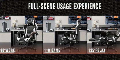 Game Chair With Footrest And Lumbar Support Gaming Chair, Video Chair, Ergonomic Computer Chair Height Adjustable With Swivel Seat And Headrest