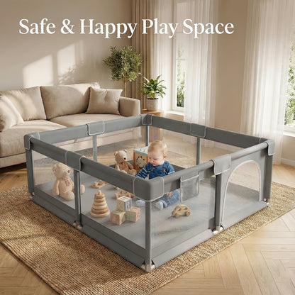 Baby Playpen 50X50 Inch, Play Pens for Babies And Toddlers Baby Fence Baby Play Yards for Indoor & Outdoor with Breathable Mesh Anti-Fall Playpen