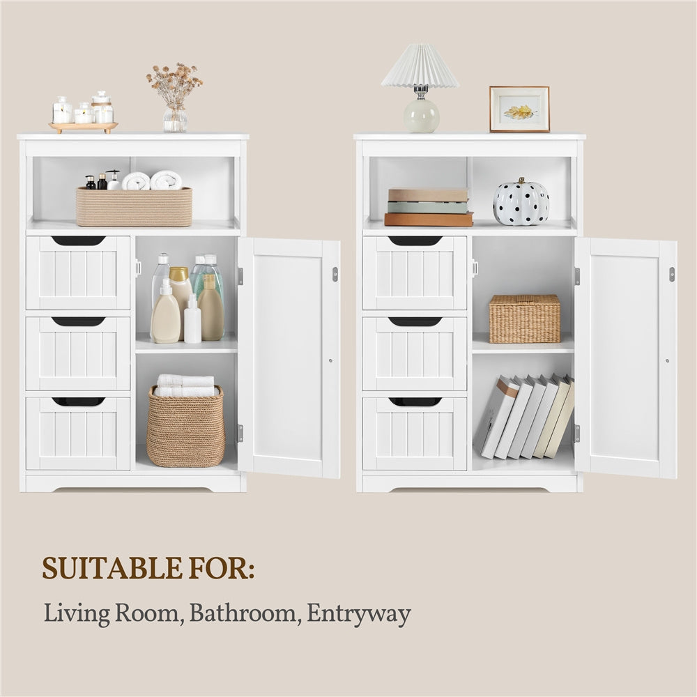 Costoffs Bathroom Storage Cabinet with Drawers, Moisture-Resistant Modern Cabinet Organizer with Multiple Tiers Shelves Storage, Easy-Clean Surface Bathroom Cabinet for Bathroom Living Room