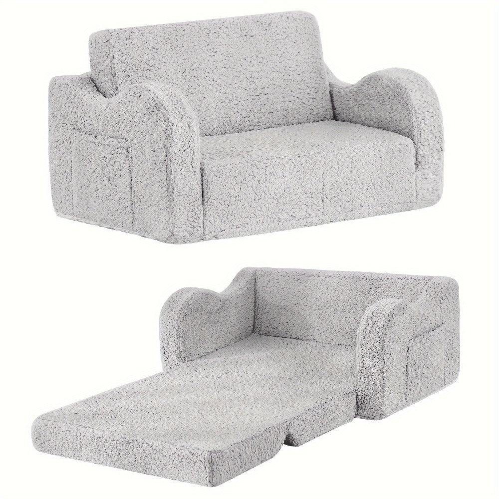 Tiita Kids Sofa Chair, 2 In 1 Fold Out Couch, Comfy Kids Sofa For Playroom-Extra Soft 2 Seats, Glow In The Dark Children Couch To Lounger For Girls Boys