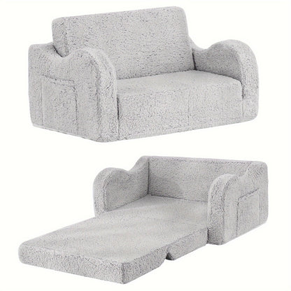 Tiita Kids Sofa Chair, 2 In 1 Fold Out Couch, Comfy Kids Sofa For Playroom-Extra Soft 2 Seats, Glow In The Dark Children Couch To Lounger For Girls Boys