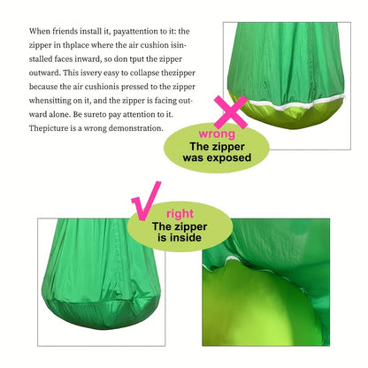 1-Pack of Indoor/Outdoor Hanging Hammock Chair Includes Inflatable Pillow And Cylinder, Storage Bag, Maximum Load Capacity of 264 Pounds, Includes Straps And Screws, Woven Nylon Fabric, No Batteries