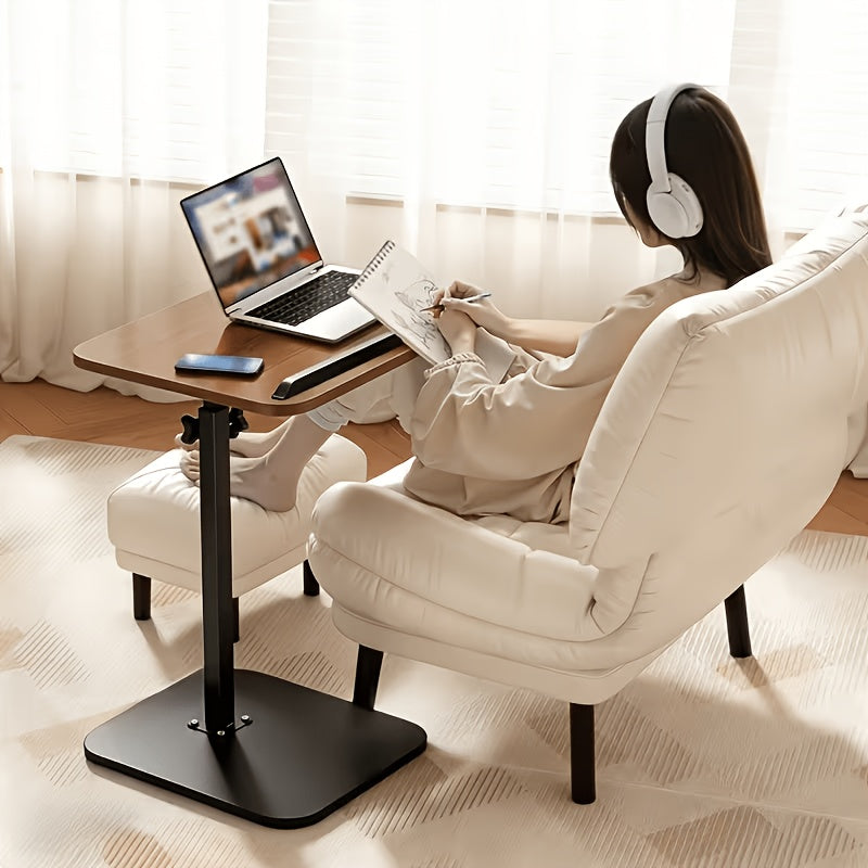 Small End Table Adjustable Height, 90 Degree Flip-Over Panel Side Table for Small Spaces 360 Degree Swivel TV Tray Couch Tables That Slide Under, Food Snack Trays for Sofa Bed Living Room
