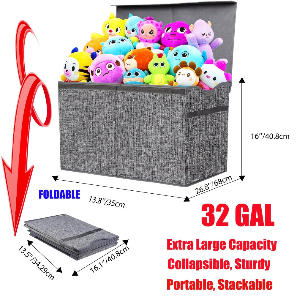 Kids Box Chest - Extra Large Lightweight Collapsible Storage Organizer Boxes Bins Baskets for Children, Boys, Girls, for nursery Room, Playroom, Closet Home Storage Boxes with Big Handles for Nursery, 26.8"X13.8"X16"