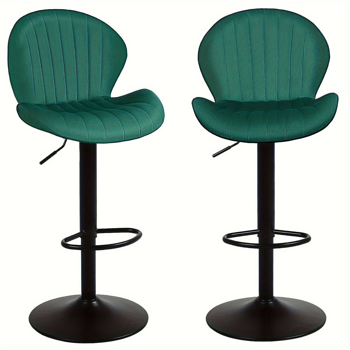 Classic Bar Stools (2/3pcs), Velvet Height Adjustable Swivel Barstools with Back And Footrest, Counter Stools, Kitchen Stools, 300 Lbs Weight Capacity, Black, Blue, Green, Grey