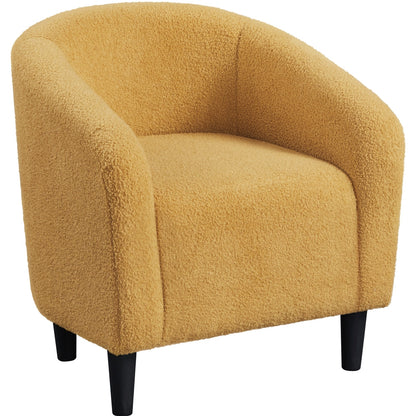 Costoffs Boucle Barrel Accent Chair with Arms, Upholstered Armchair for Living Room, Bedroom, Furniture for Home, Stylish and Comfortable Club Chair for Bedroom, Ivory/Black/Dark Gray/Blue/Yellow