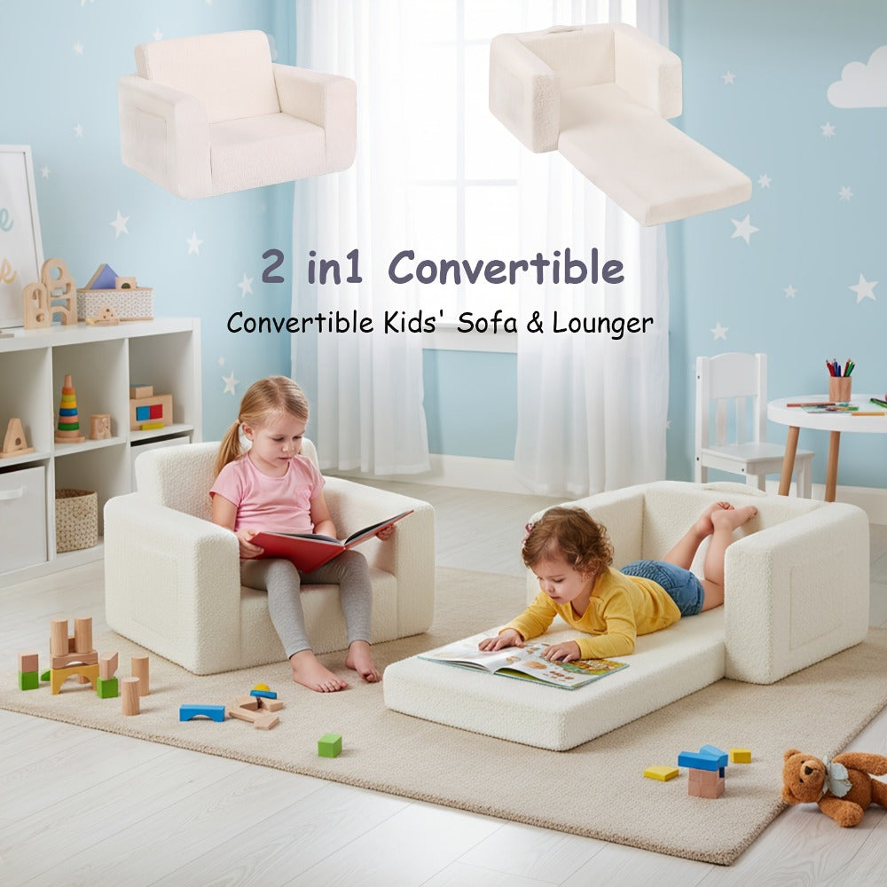 Tiita Kids' Convertible Couch, Sofa Bed Chairs, 2-In-1 Plush Chair for Children, Folding Sofas That Transform Into Loungers, Cozy Armrest Chair Bed Sofa for Boys Or Girls