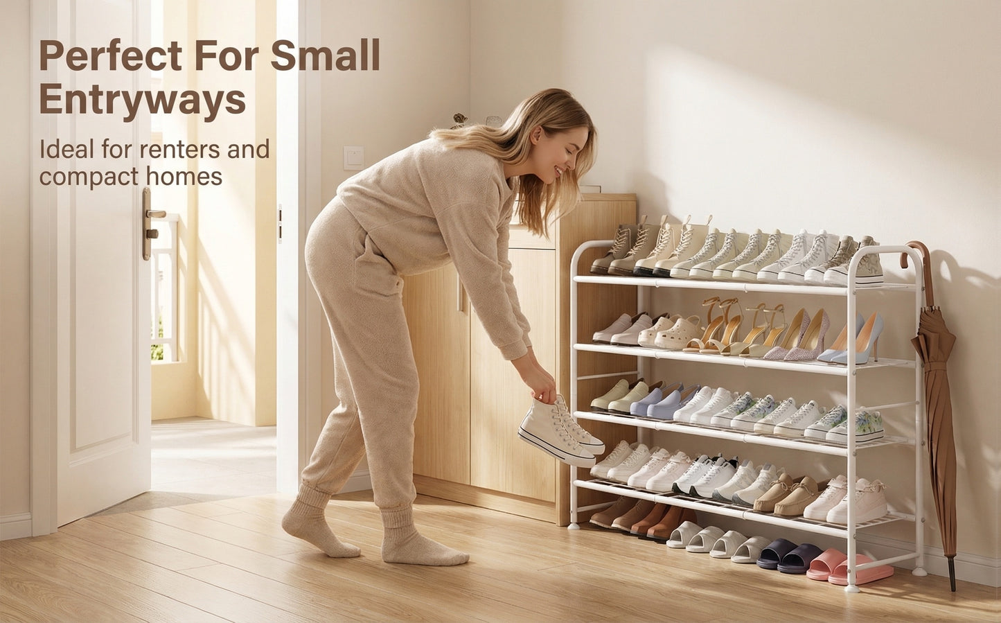 Shoe Rack Long 2/3/4 Tier Shoe Storage Organizer Metal Wide Shoe Shelf for Closet Entryway Bedroom 16/24/32 Paris Large Capacity