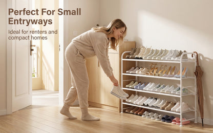 Shoe Rack Long 2/3/4 Tier Shoe Storage Organizer Metal Wide Shoe Shelf for Closet Entryway Bedroom 16/24/32 Paris Large Capacity