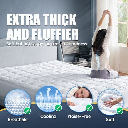 Novted Memory Foam Mattress Extra Large, Super Comfortable Mattress Cover, Breathable Soft Microfiber Protective Pad, Noiseless Mattress Cover, 8-21 Inch Deep Pocket,, Decorations for Home