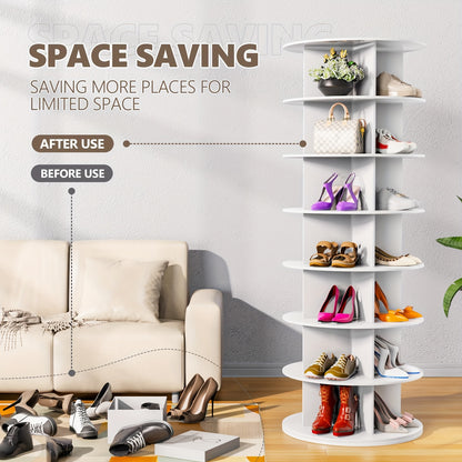 Rotating Shoe Rack Tower, 7 Tier Revolving Shoe Rack, 360° Spinning Shoe Rack for Closet, Vertical Shoe Tower Organizer, Easy to Assemble Closet Organizers And Storage for Handbag, Shoe