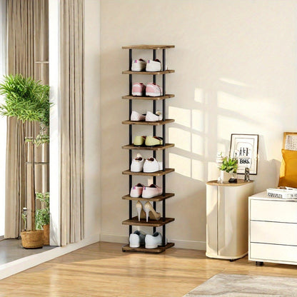 Shoe Rack 9 Tier Vertical Storage Organizer - Narrow Metal Slim Shelf - Modern Free Standing Shoe Tower - Saving Space for Closet Entryway Bedroom - For Home Organization - Perfect Gift for Housewarming