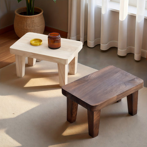 1pc Solid Wood Japanese-Style Square Stool - Wood Low Seat Chair, No Cushion, Square Base Footrest for /Outdoor Use, Living Room, Bedroom,, Entryway, Japanese Tatami Stool, Easy-Clean Furniture