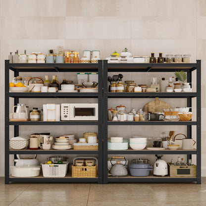 Costoffs 2pcs 5-Tier Metal Storage Shelving Units, Adjustable Utility Racks Organizer for Garage, Living Room, Kitchen, 2000 LB Weight Capacity, Anti-Tip Design, Silver/Black