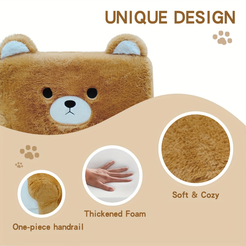 Kids Sofa/Teens - Ultra-Soft Teddy Bear Fleece & Machine-Washable Cover | 19.2"x13"x19.7"Ergonomic Support Chair, 5.6lbs Lightweight | Breathable Skin-Friendly Lounger For Game Room/Playroom (Cozy Beige)