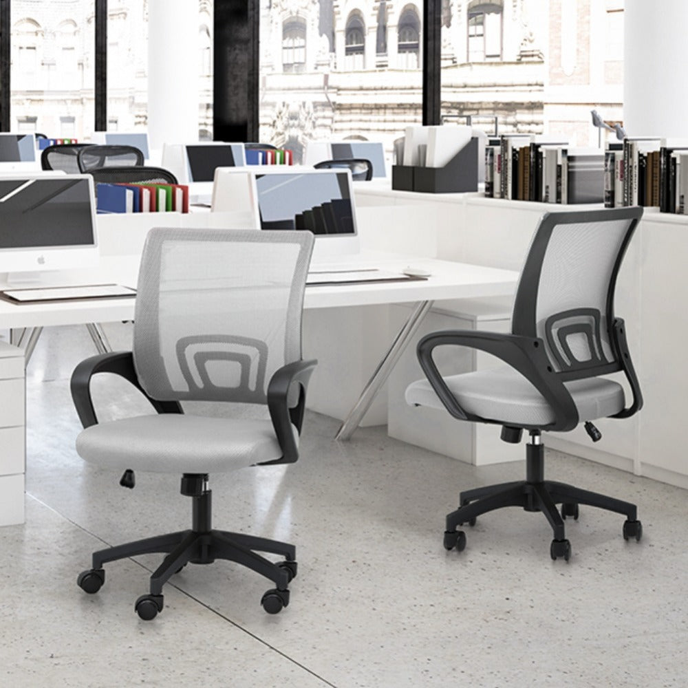 Ergonomic Office Chair Mid-Back Mesh Swivel Desk Chair with Lumbar Support Adjustable Height Sponge Seat Rolling Wheels, 300 lbs Capacity, 6 Colors, 1 or 2 Pack