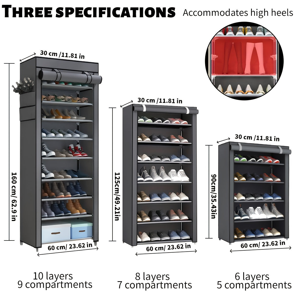 6/8/10/3 Tier Shoe Organizer with Nonwoven Fabric Cover Shoe Cabinet, Easy to Assemble, Portable Shoe Cabinet, Shoe Storage Shelf for 27-35 Pairs Of Shoes, Suitable for Various Scenes Such As Entryway, Suitable for Sneakers, High Heels, And Boots