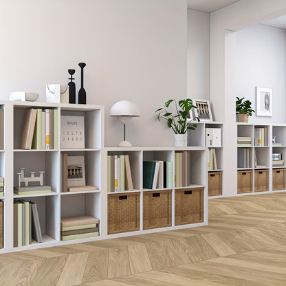 Cube Storage Bookshelf 2 3 4 6 8 9 Cube Open Display Cabinet Thick Frame Floor Standing Bookcase with Anti-Tip Kit for Living Room Bedroom Study, 4 Colors