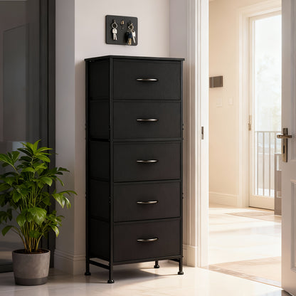 5-Drawer Heavy-Duty Storage Cabinet with Sturdy Steel Frame & Wood Top Rack - Freestanding Unit, 27"+ Height, 3.2+ Cu Ft Capacity, Multi-Drawer Organizer for Home, Office, Bedroom, Basement - Easy Assembly (Available in 4 Colors)