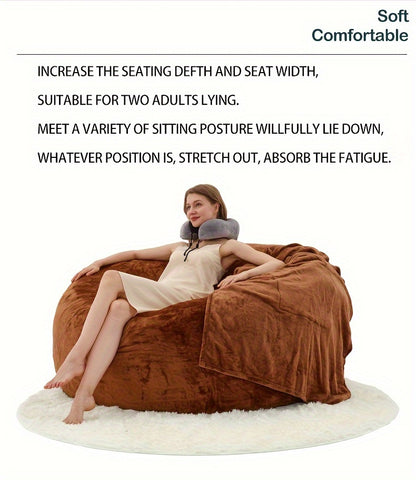 Beanbag Sofa Chair Set, Contains Bean Bag Chair, U-Shape Pillow, Blanket, And 6FT Carpet. Large Round Soft Removable Machine Washable Beanbag Sofa, with Filling, 50 Lb Memory Sponge Filled Living Room Bedroom Gamingroom Sofa Bed Relaxation