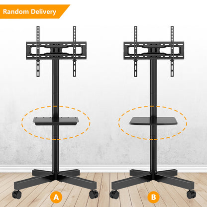 5Rcom Mobile Rolling TV Cart with Locking Wheels for 23-60 LCD LED Flat Screen/Curved Screen TVs with Max VESA 400x400mm, Adjustable Rolling Portable Floor Stand TV Trolley Holds up to 88lbs
