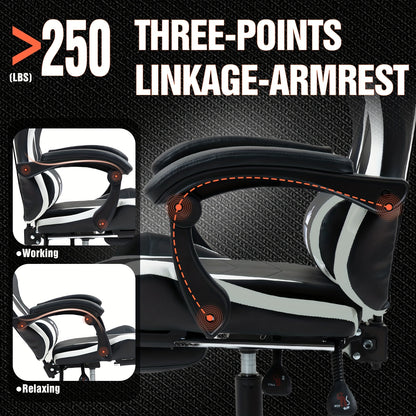 Game Chair With Footrest And Lumbar Support Gaming Chair, Video Chair, Ergonomic Computer Chair Height Adjustable With Swivel Seat And Headrest