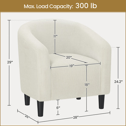 Costoffs Boucle Barrel Accent Chair with Arms, Upholstered Armchair for Living Room, Bedroom, Furniture for Home, Stylish and Comfortable Club Chair for Bedroom, Ivory/Black/Dark Gray/Blue/Yellow