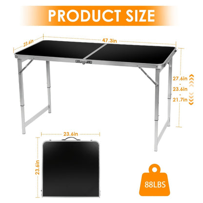 Folding Table 4ft or 6ft Plastic Portable Table with Carrying Handle for Indoor Outdoor, Picnic Party Camping Dining Banquet Table, White or Black
