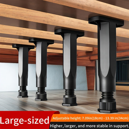 Adjustable Bed Frame Support Legs 4-Pack | Hard Plastic, 7.3–14in Height Range, Universal Fit King Queen Full Twin, Easy No-Tool Install