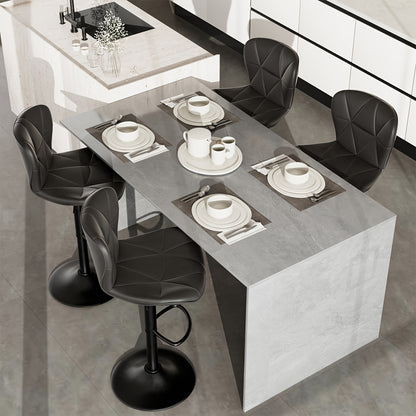 Swivel Bar Stools Set of 1/2/3/4, Adjustable Height Faux Leather Upholstered Counter Stools with Back & Thickened Cushion, Modern Island Barstools for Kitchen, Restaurant & Home Bar – Black White Gray Khaki