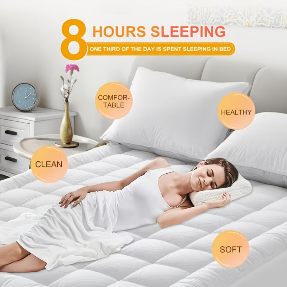 Cooling Mattress Topper Pillow Top Deep Pocket Fit Microfiber Cover Machine Washable – 6 Colors Twin Full Queen King Cal King for Hot Sleepers