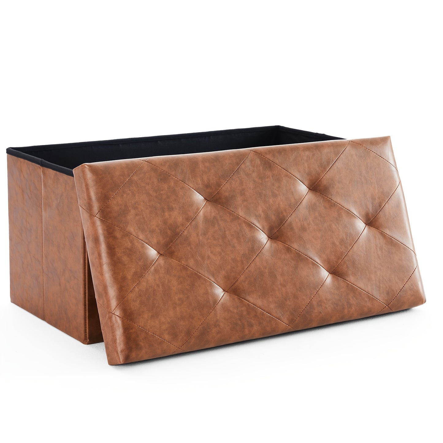 Sturdy & Spacious Storage Ottoman: 660lb Weight Capacity, 2 Sizes, PVC Leather Easy - Clean, Black, Brown